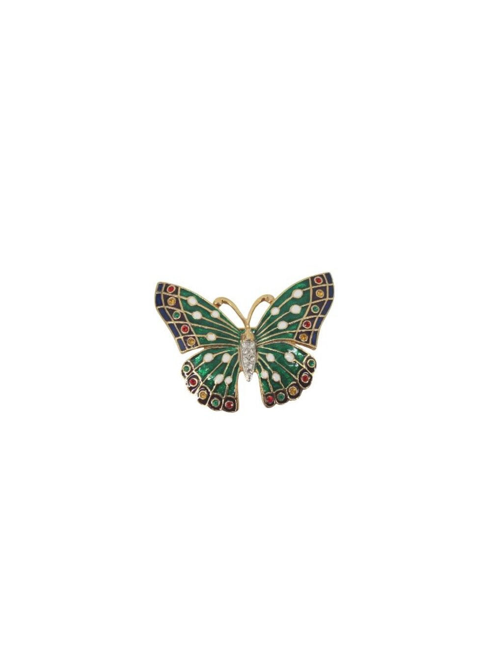 Butterfly Brooch Enamel Green Vintage Goldtone Gold Tone 94665